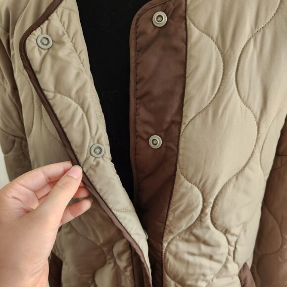 NEW Noisy May Quilted Oversized Jacket Womens M Green Maggy Snap Button Coat - Picture 5 of 14